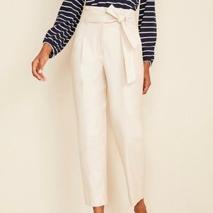 NWT Ann Taylor Paper Bag Cream Tie Waist Pants